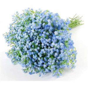 Artificial Baby Breath Flowers Blue Gypsophila Bouquets 15 pcs Real Touch Weddin